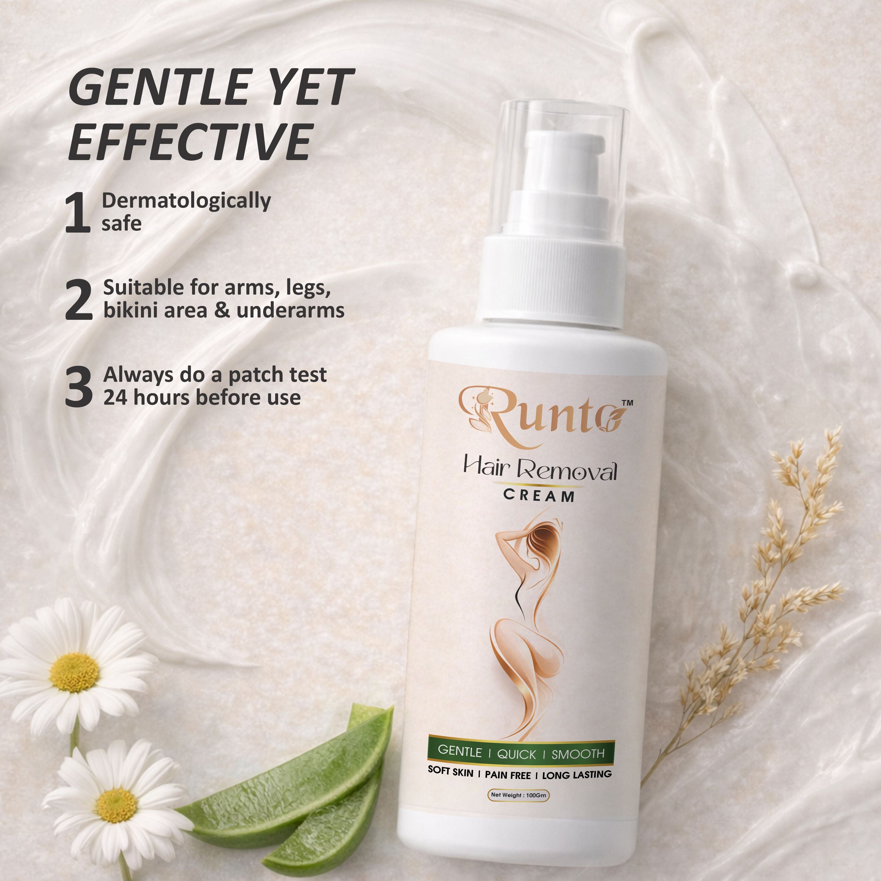 (BUT 1 GET 1 FREE)RUNTO Hair Removal Cream Spray for Women & men  – Painless, Quick & Smooth Skin | Long Lasting Hair Removal | 100ml